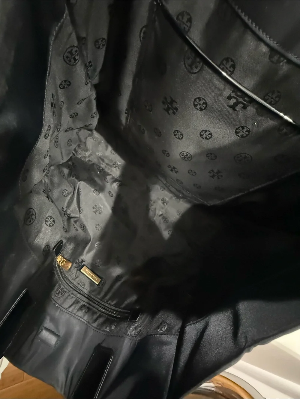 Tory Burch Large Black Nylon Tote with Logo Medallion